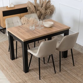 Stół Prostokątny Rozkładany SKUBI 120-160 cm Dąb Craft/Czarny Nowoczesny Loft