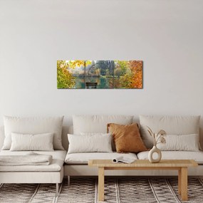 Obraz stawu (z zegarem) (90x30 cm)
