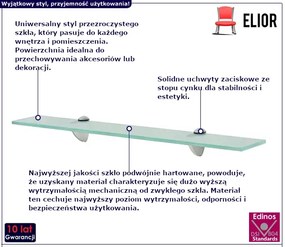 Elegancka półka szklana 60x20 - Imker