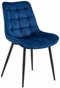Granatowe metalowe krzesło welurowe do stołu - Alvor