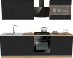 Zestaw Mebli Kuchennych MODERN 260 cm Czarny Loftowy