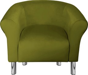 Fotel Milo tkanina Welur wygodny fotel tapicerowany do salonu i sypialni : Kolor nogi - Chrom, Kolor tkaniny - VELVET - BL75, Wysokość nogi - 15 cm