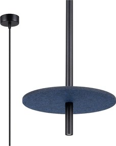 Lampa wisząca nowoczesny Feltro, filc/stal - 1 źródło - L.30 x H.126 cm - granatowy/czarny