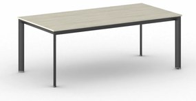 Stół konferencyjny do biura PRIMO INVITATION, 200x100 cm, czarna podstawa, dąb naturalny