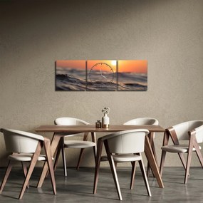 Obraz morskiej fali (z zegarem) (90x30 cm)