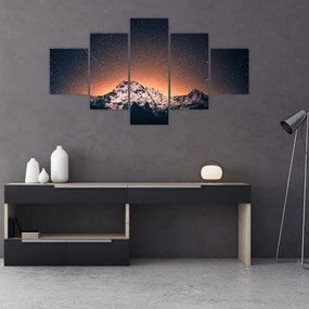 Obraz nocnego nieba z górą (125x70 cm)