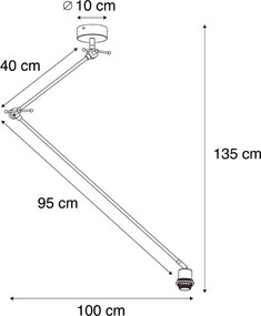 Stalowa lampa wisząca bez klosza regulowana - Blitz