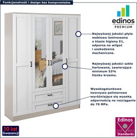 Minimalistyczna szafa z lustrem kaszmir + biały M4-B11