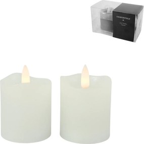 LED świeca słupkowa LYON 8 cm biała, zestaw 2 szt.