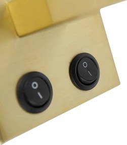 Nowoczesna lampa ścienna mosiężna z abażurem z czarnego aksamitu - Brescia