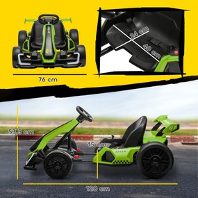 HOMCOM 4 V elektryczny gokart dla dzieci do 12 km/h, gokart z funkcją driftu, 2 silniki, regulowane siedzenie, łagodne ruszanie | Aosom PL