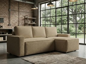 Rozkładana narożna sofa SMART BOUCLE 232x143 cm, ciemnobeżowa, uniwersalna