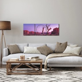 Obraz drzewa w pobliżu czerwonych skał (z zegarem) (90x30 cm)