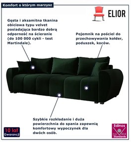 Ciemnozielona rozkładana welurowa sofa M7-L08