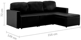 Rozkładana sofa modułowa czarna - Odi 4Q