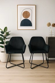 Zestaw 2 czarnych tapicerowanych welurem krzeseł E4-G50