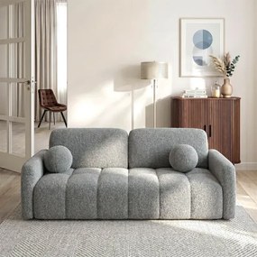 Sofa ZEN Rozkładana Dwuosobowa Ciemnoszara Boucle Japandi
