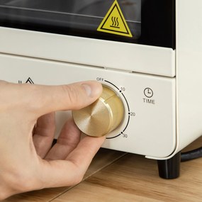 HOMCOM Mini piekarnik 15L, regulowana blacha i ruszt, 1000W, kremowy