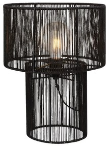 Czarna lampa stołowa z kloszem z juty (wysokość 38 cm) Soga – Markslöjd