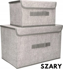 Organizery tekstylne Szare 38x25x23cm + 26x20x16cm kpl. 2 sztuk z pokrywami