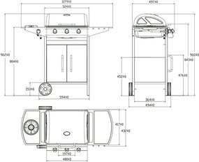 Avenberg Grill gazowy z bocznym palnikiem Boston, 107,9 x 49,7 x 96,2 cm