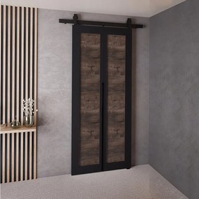 Drzwi Przesuwne QUDIO M1 Czarny + Jesion Ciemny 70