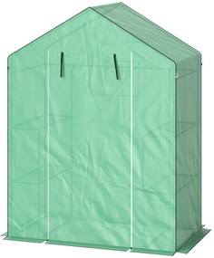 Outsunny Szklarnia z półkami, mini-szklarnia, odporna na UV, okna z siatki, drzwi na zamek błyskawiczny, 143D x 74S x 190W cm, Zielona