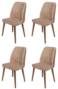Zestaw krzeseł do jadalni Alfa Beige and Walnut, 4 szt.