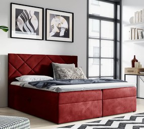 Czerwone tapicerowane łóżko kontynentalne 5 rozmiarów N1-B77
