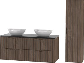 Zestaw Łazienkowy 120cm Szafka z Blatem Umywalka Słupek Ryflowane Fronty Dąb Orzech Stella