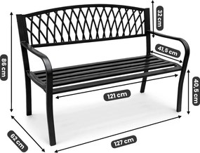 Czarna metalowa ławka z oparciem K5-E71