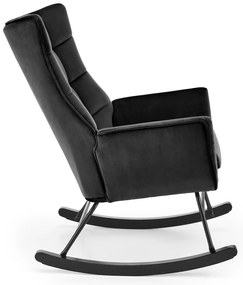 Fotel bujany, czarny, welur, na płozach BAZALTO