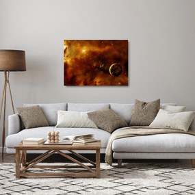 Obraz na szkle - Planety z mgławicą (70x50 cm)