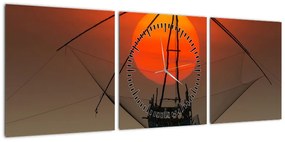 Obraz - Wschód słońca, jezioro Pakpra (z zegarem) (90x30 cm)