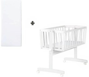 Biała kołyska na kółkach 40x90 cm – Roba