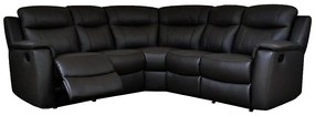 Skórzana kanapa narożna EVASION z funkcją relax - Czarny