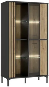 Elegancka witryna z podświetleniem LED dąb mauvella -  Lamisso 8X