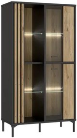 Elegancka witryna z podświetleniem LED dąb mauvella -  Lamisso 8X