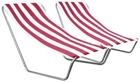 Zestaw 2 składanych leżaków plażowych SAND, ciemnoróżowe paski