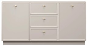 Komoda Lorini 150 cm z szufladami - kaszmir / złote uchwyty