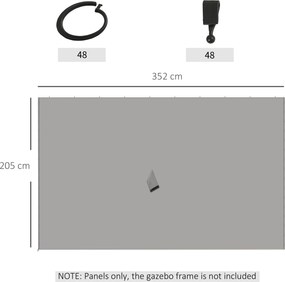 Outsunny Zasłony do pawilonu zestaw 4 sztuk jasnoszare do altany 3x4m 352x205 cm | Aosom PL