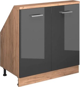 Szafka kuchenna na dach skośny antracyt wysoki połysk 80x46x81.6 r-line