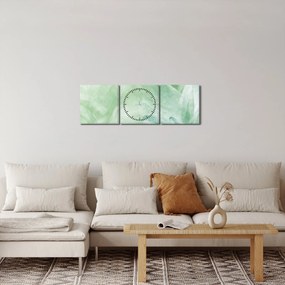 Obraz - Zielony kwiat (z zegarem) (90x30 cm)