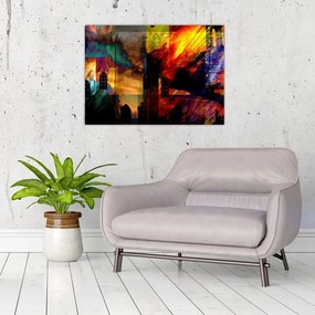 Obraz na szkle - Kolorowa abstrakcja miasta (70x50 cm)