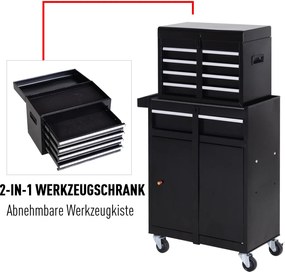 Wózek warsztatowy DURHAND skrzynka narzędziowa z 5 szufladami kółka 360° metalowy 52,5 x 28 x 104,5 cm