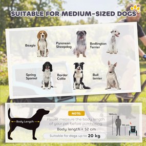 PawHut Składana przyczepka rowerowa z odblaskami, smyczą, dla średnich psów do 20 kg, 143 x 70 x 90 cm, jasnoniebieska | Aosom PL