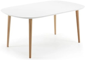 Biały rozkładany stół z białym blatem 100x160 cm Oqui – Kave Home