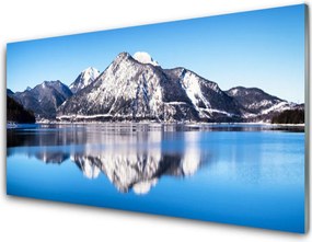 Dekor Szklany do Kuchni Błękitne Jezioro Wśród Szczytów