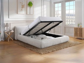 Łóżko ze skrzynią  180 x 200 cm - Tkanina - Beż - MIRSIO