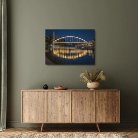 Obraz na szkle - most z fontanną (70x50 cm)